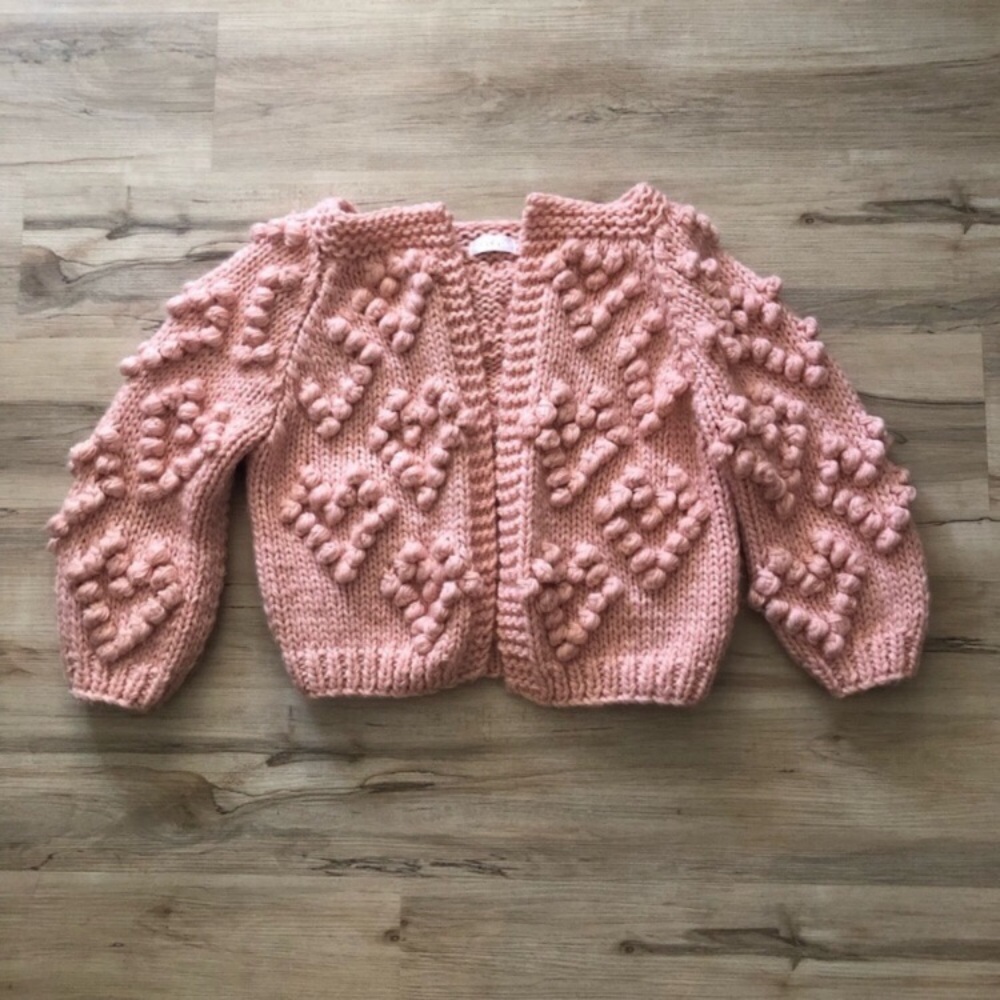 CeCe Pink Textured Knit Cardigan